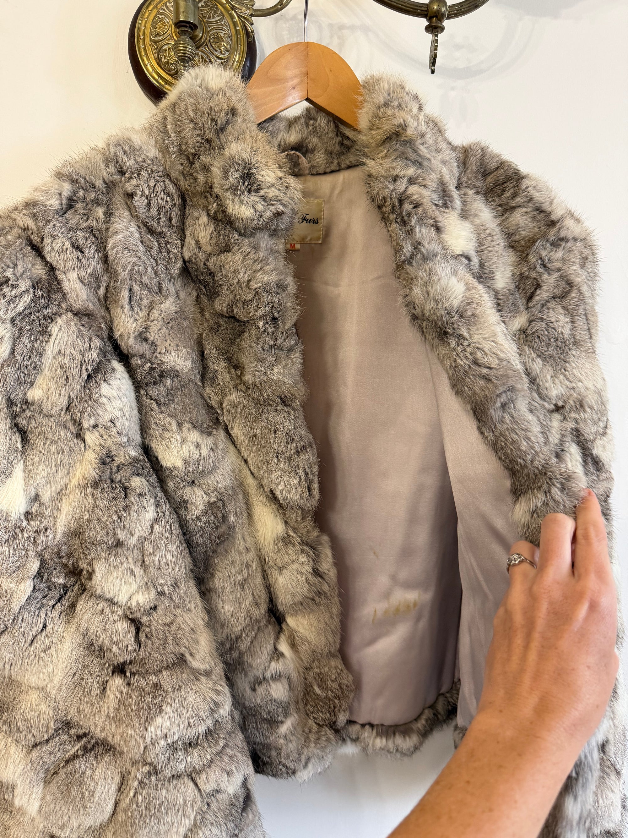 Vintage 60s Chunky Rabbit Fur Jacket Arctic
