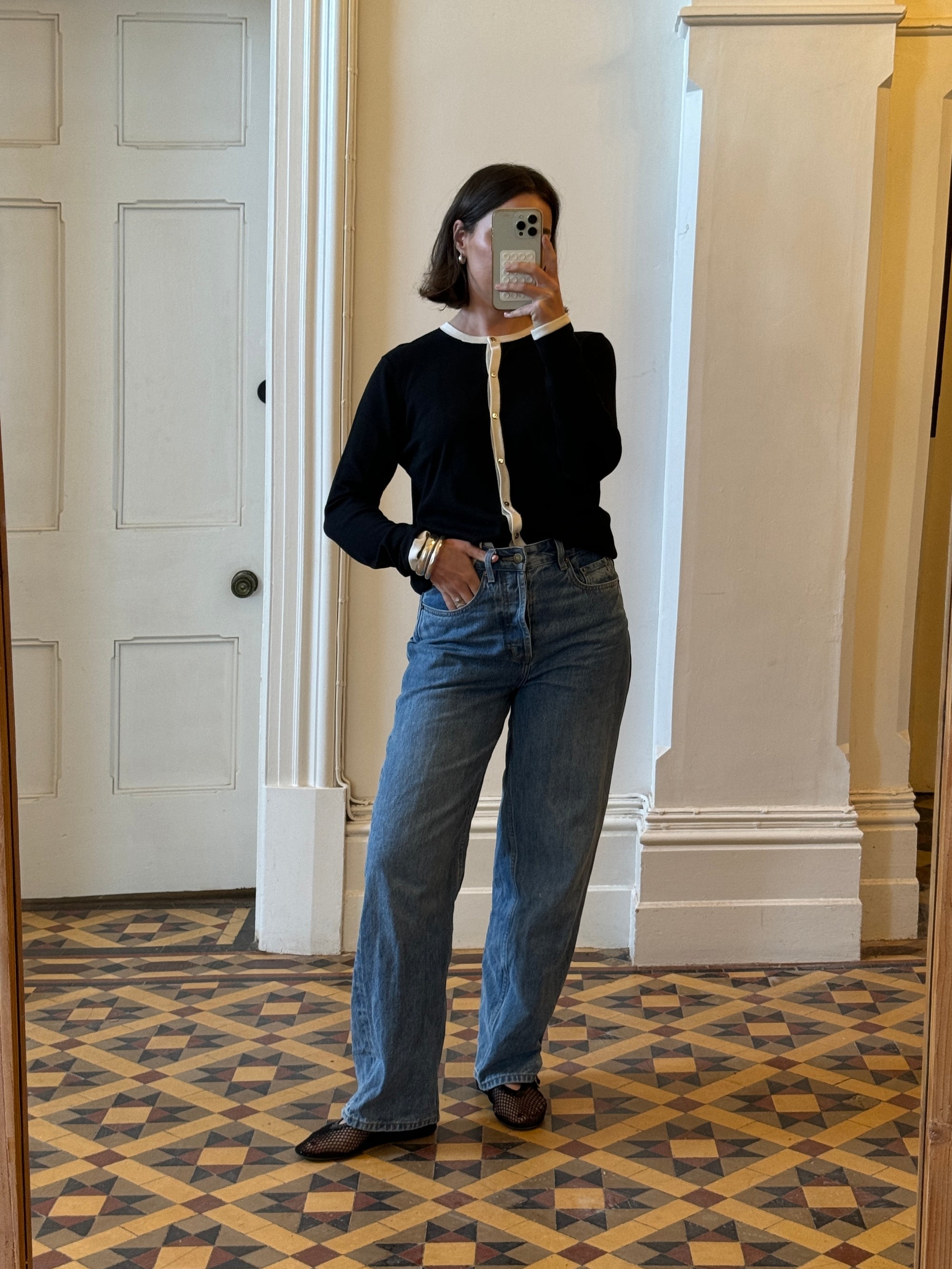 Vintage 90s Ralph Lauren Silk Blend Contrast Stitch Cardigan