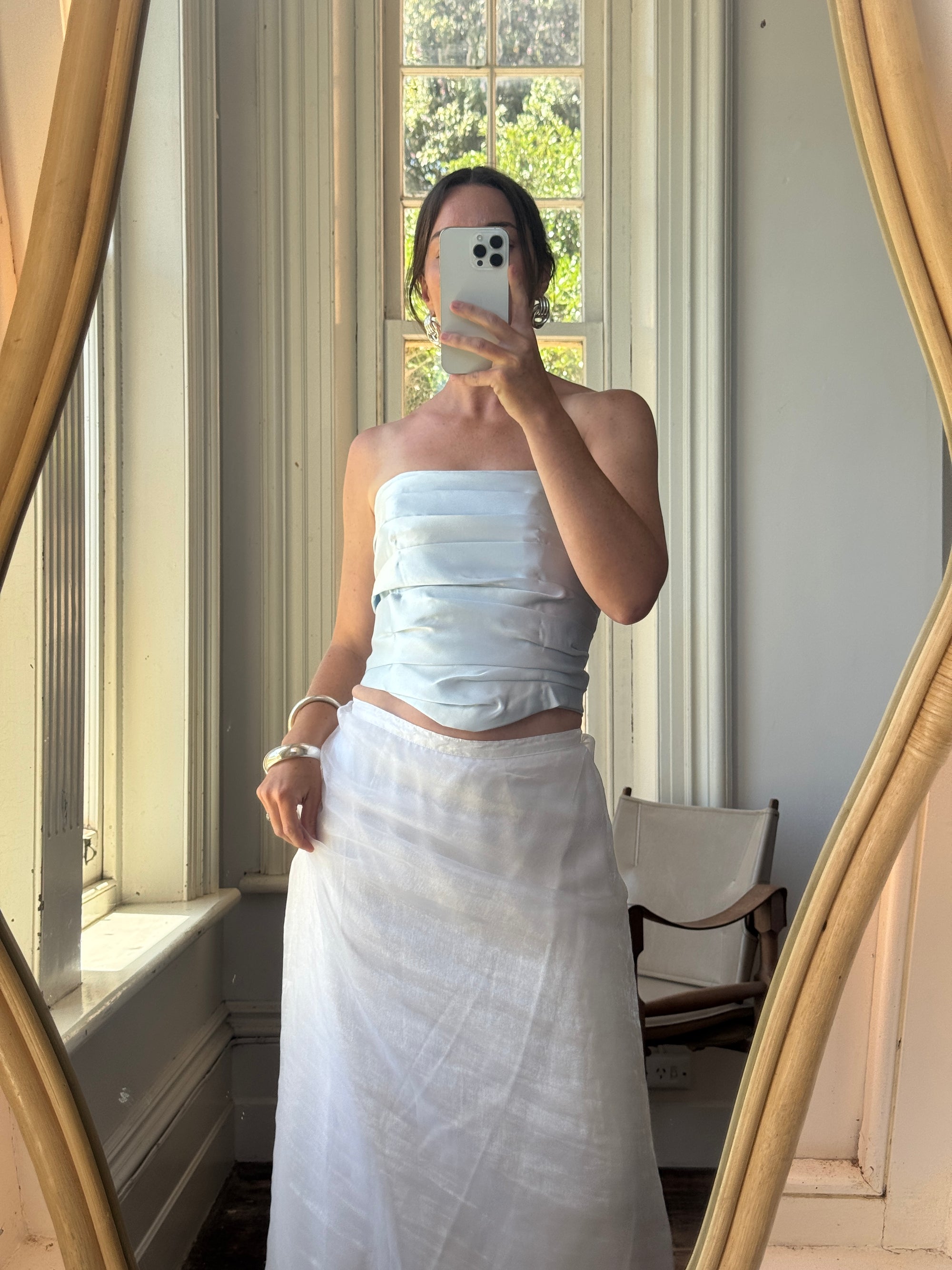 Vintage 90s Organza Prom Skirt Ivory