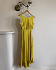 Vintage 90s Pure Silk Bias Midi Dress Chartreuse Multi