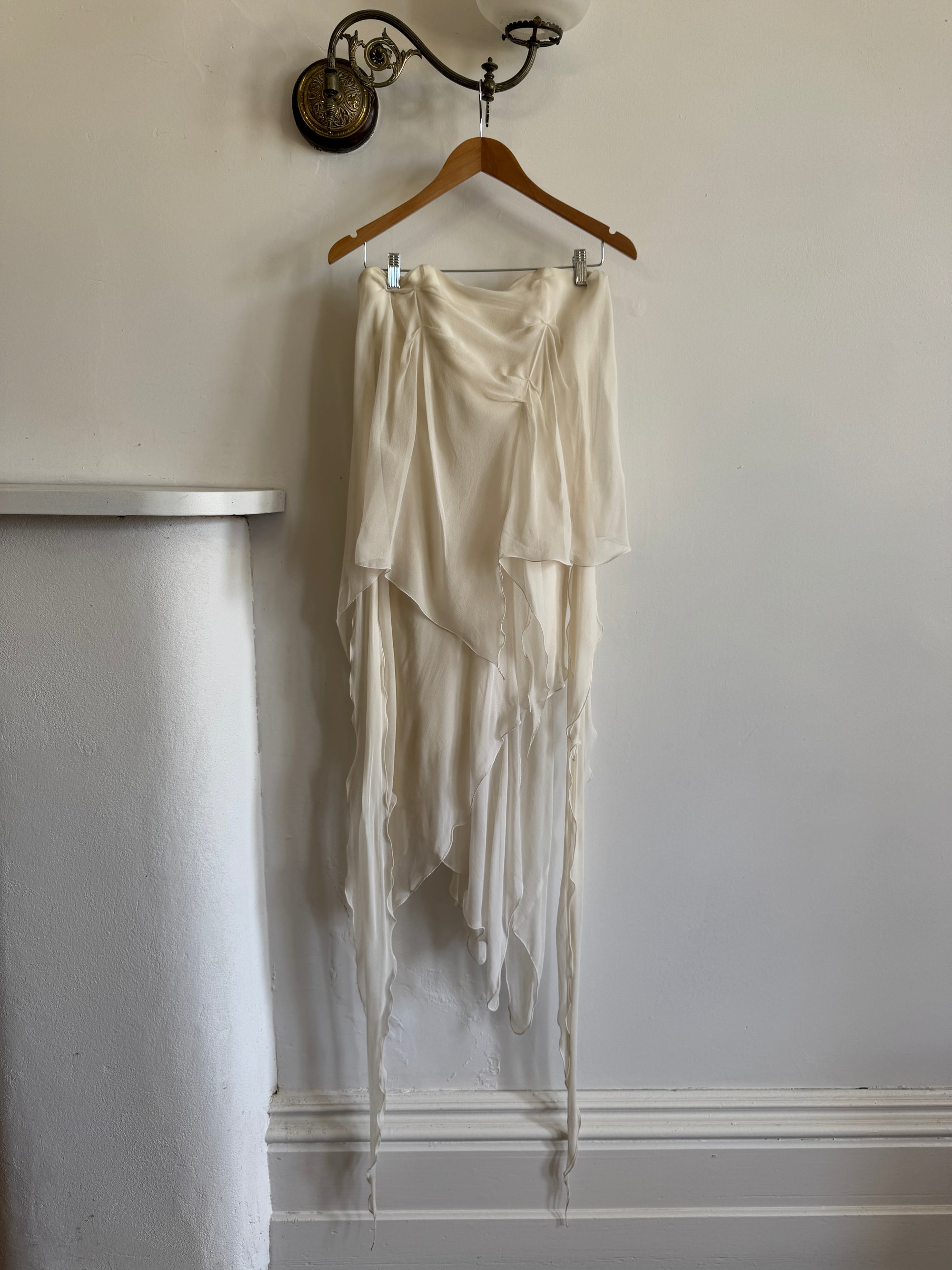 Vintage Y2K Strapless Pure Silk Fairy Dress Creme