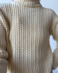 Vintage 90s Australian Pure Wool Cable Knit Jumper Creme