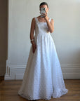 Vintage 90s Scoop Neck Floral Wedding Dress