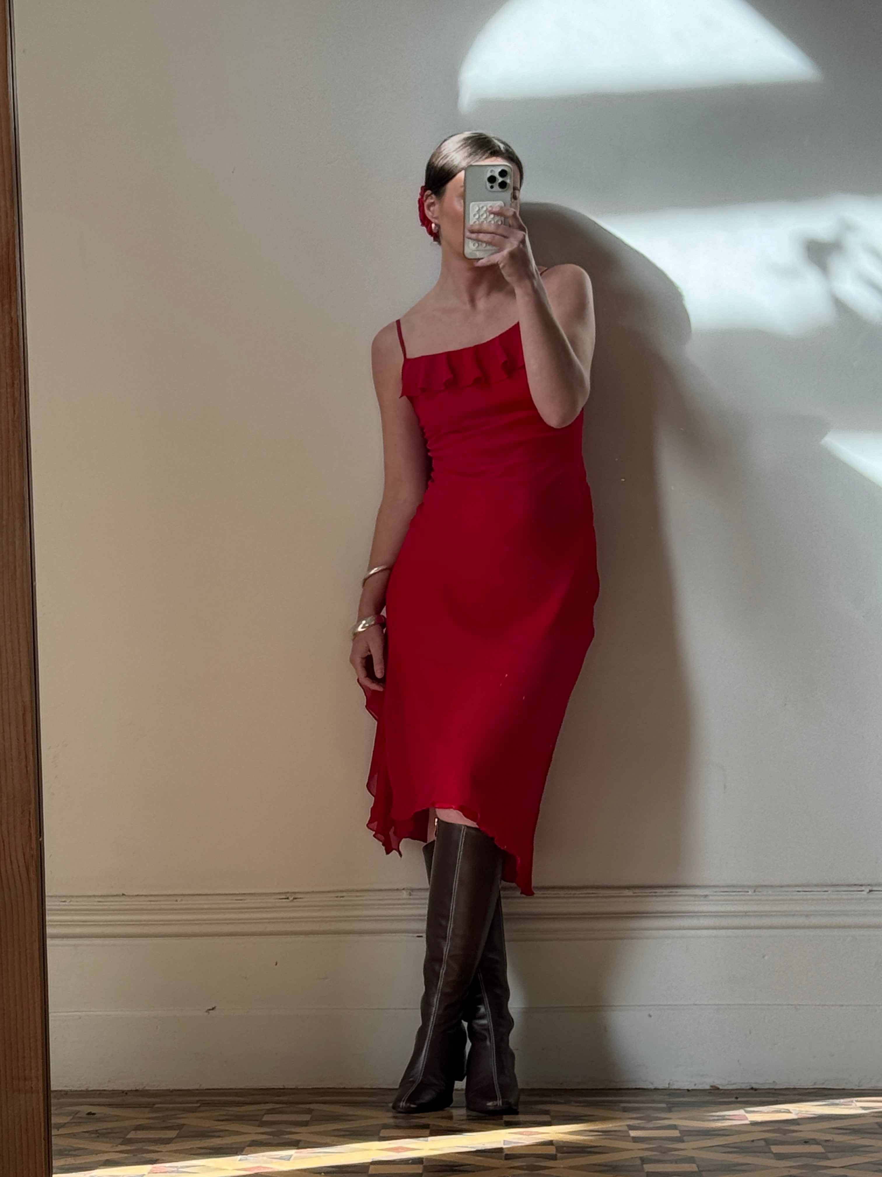 Vintage 90s Scarlett Red Slip Dress