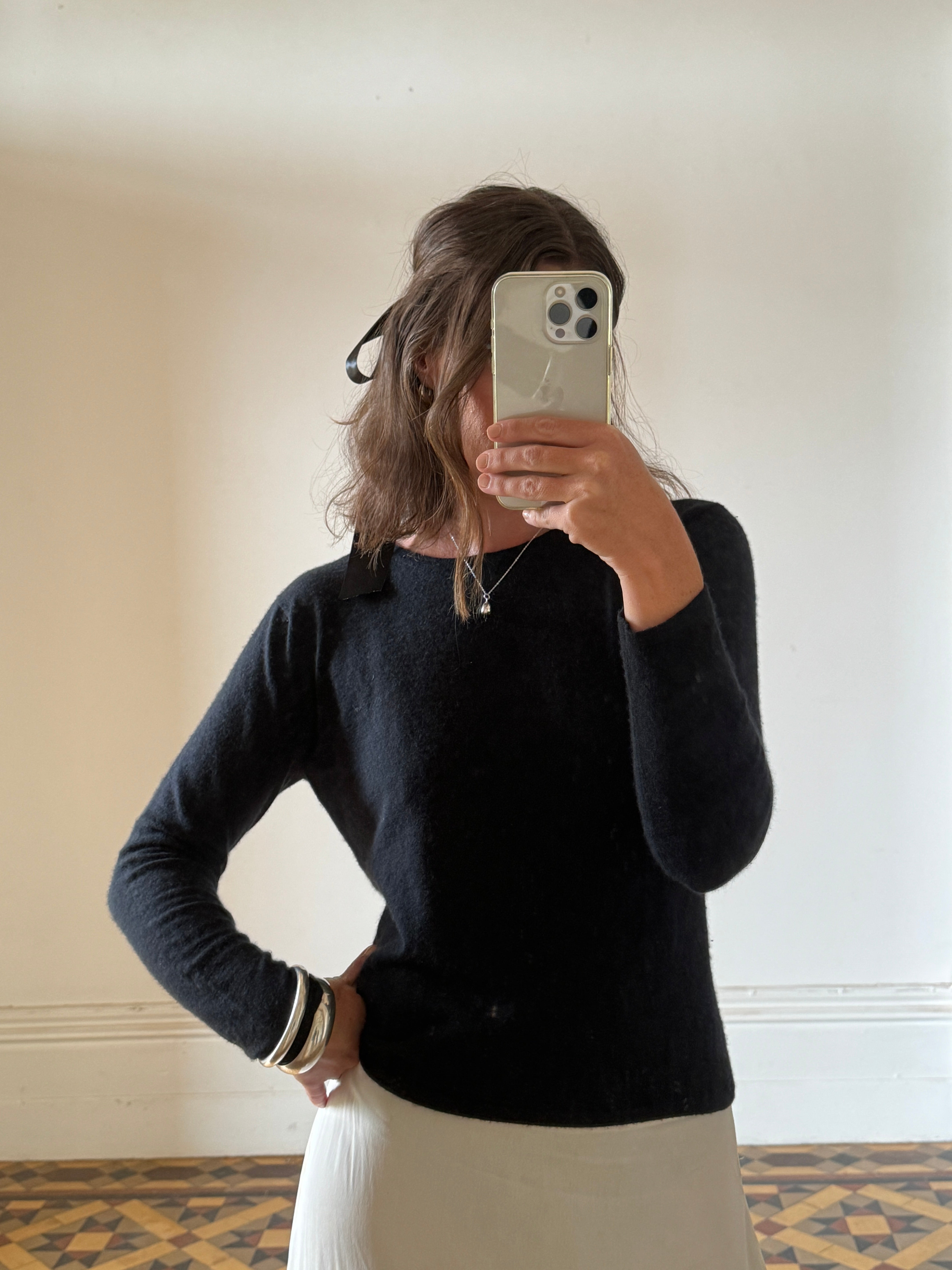 Vintage 90s Cashmere and Wool Knit Top Black