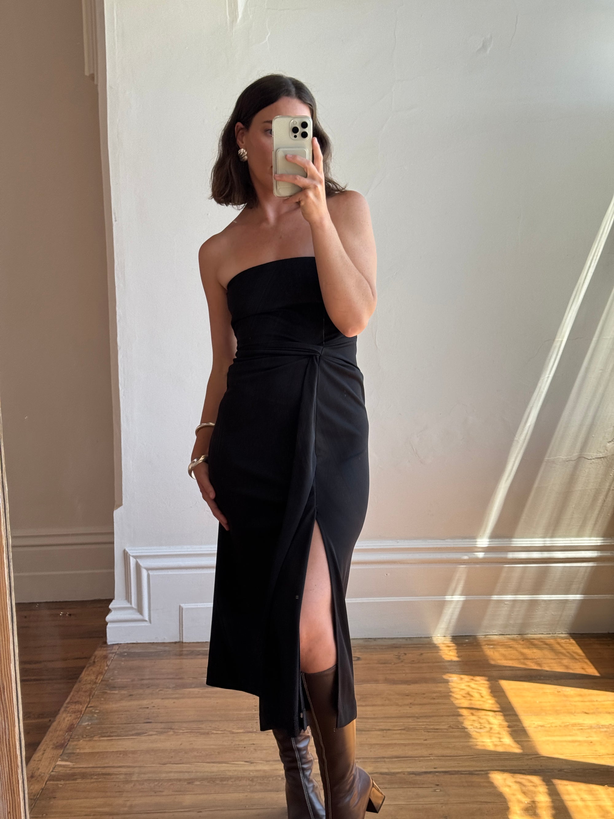 Vintage 90s Black Jersey Strapless Dress Call Me The Breeze Vintage 90s Black Jersey Strapless Dress Call Me The Breeze