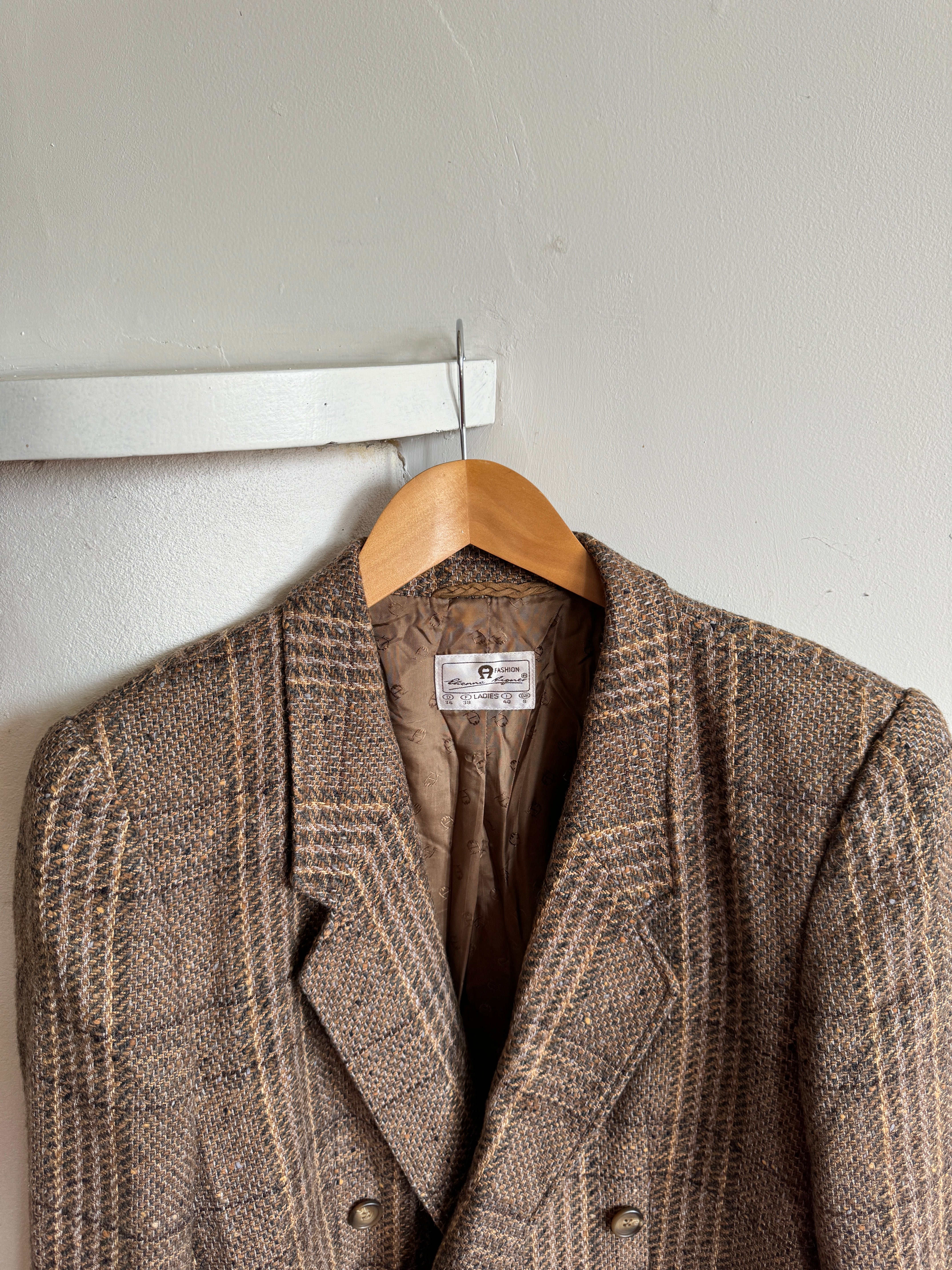 Vintage Brown Tweed Wool Blazer