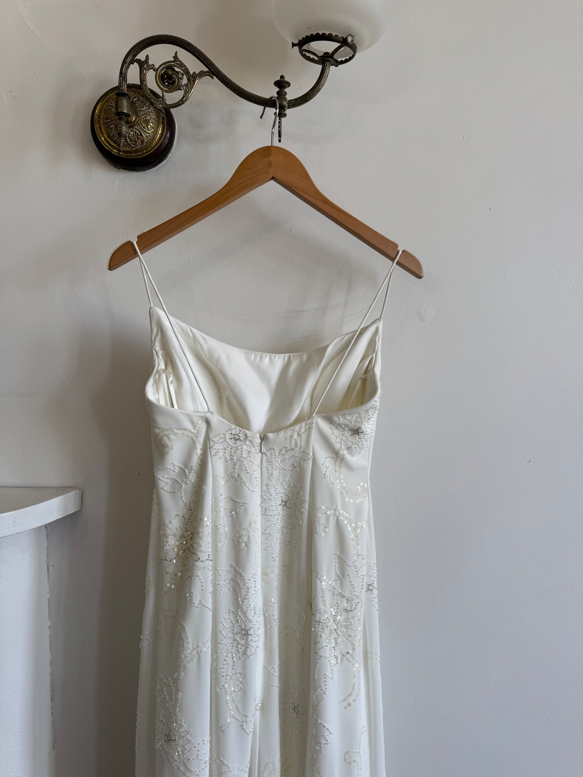 Vintage Y2K Slinky Beaded Wedding Slip Dress