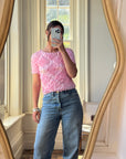 Vintages 90s Crinkle Stretch Top Candy Pink