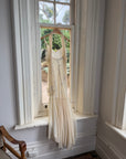 Vintage 90s Pure Silk Embellished Midi Dress With Scarf Creme