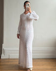 Vintage 60s Crochet Lace Long Sleeved Wedding Gown