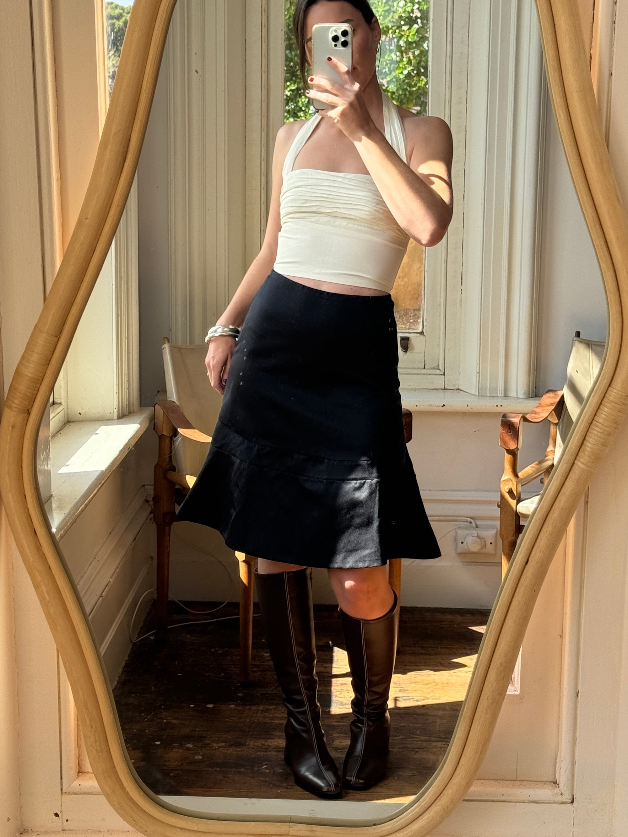 Vintage Jil Sander Pure Silk Skirt Noir