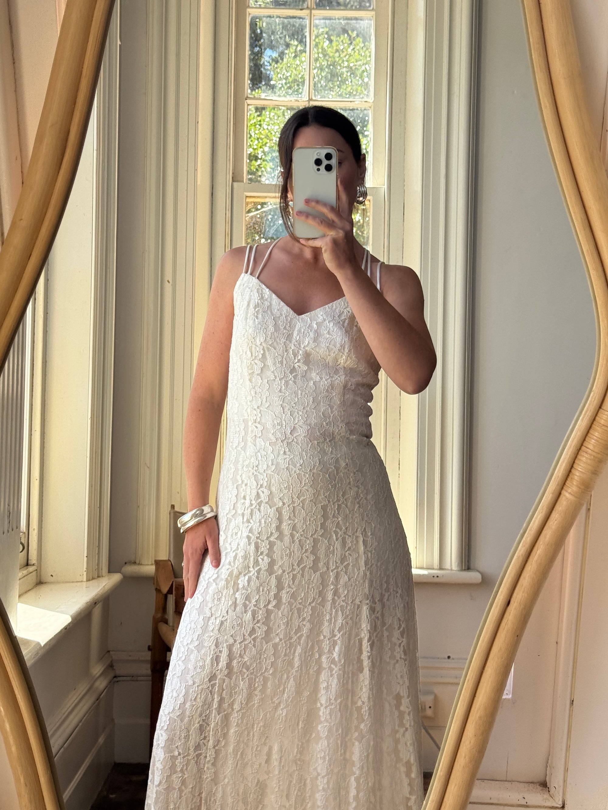 Vintage 90s Australian Made Lace Bridal Slip and Bolero