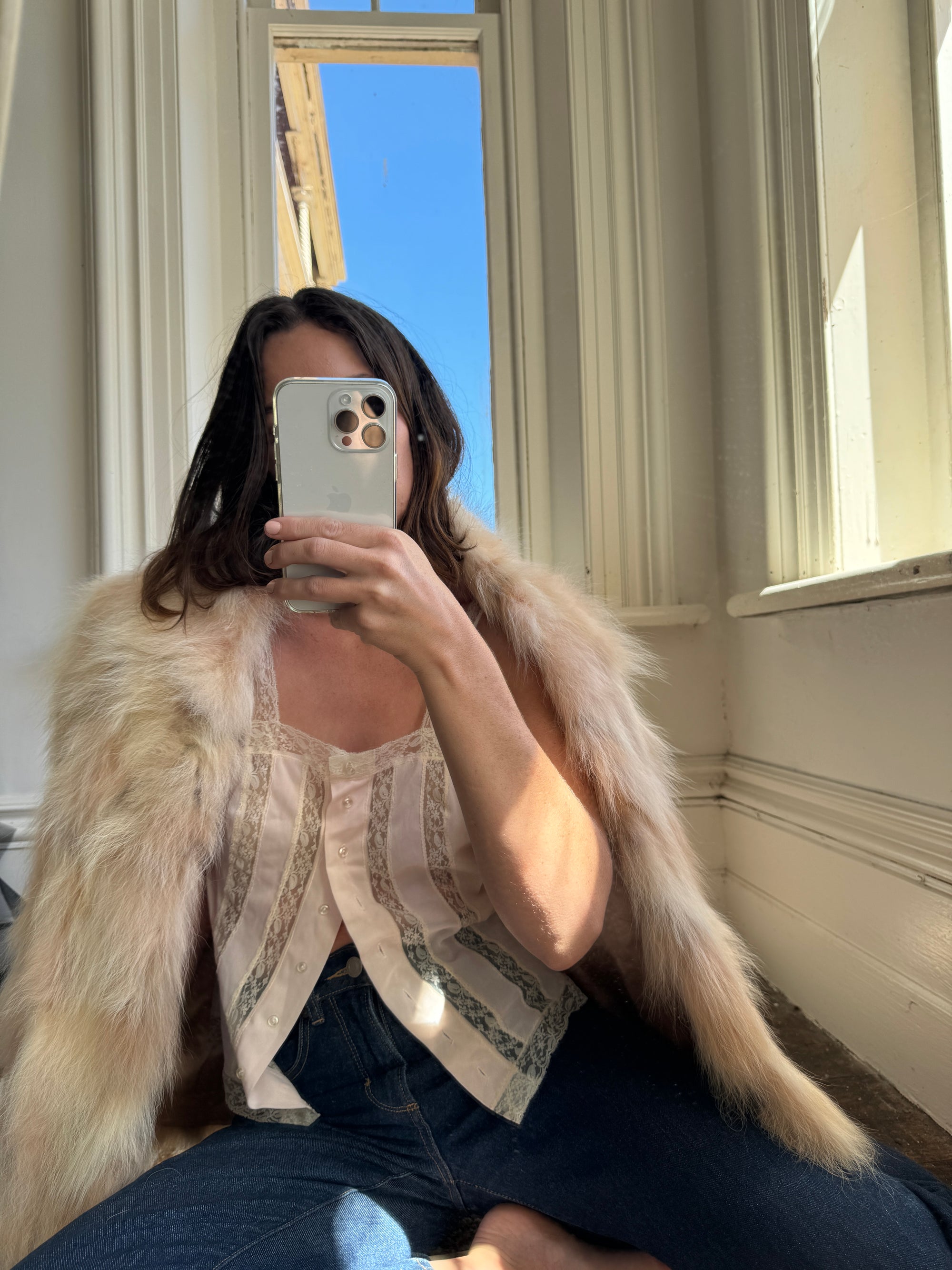 Vintage Shaggy Blush Fur Jacket