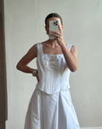 Vintage 90s White Satin Double Bow Two Piece Wedding Gown