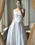 Vintage 90s White Satin Double Bow Two Piece Wedding Gown