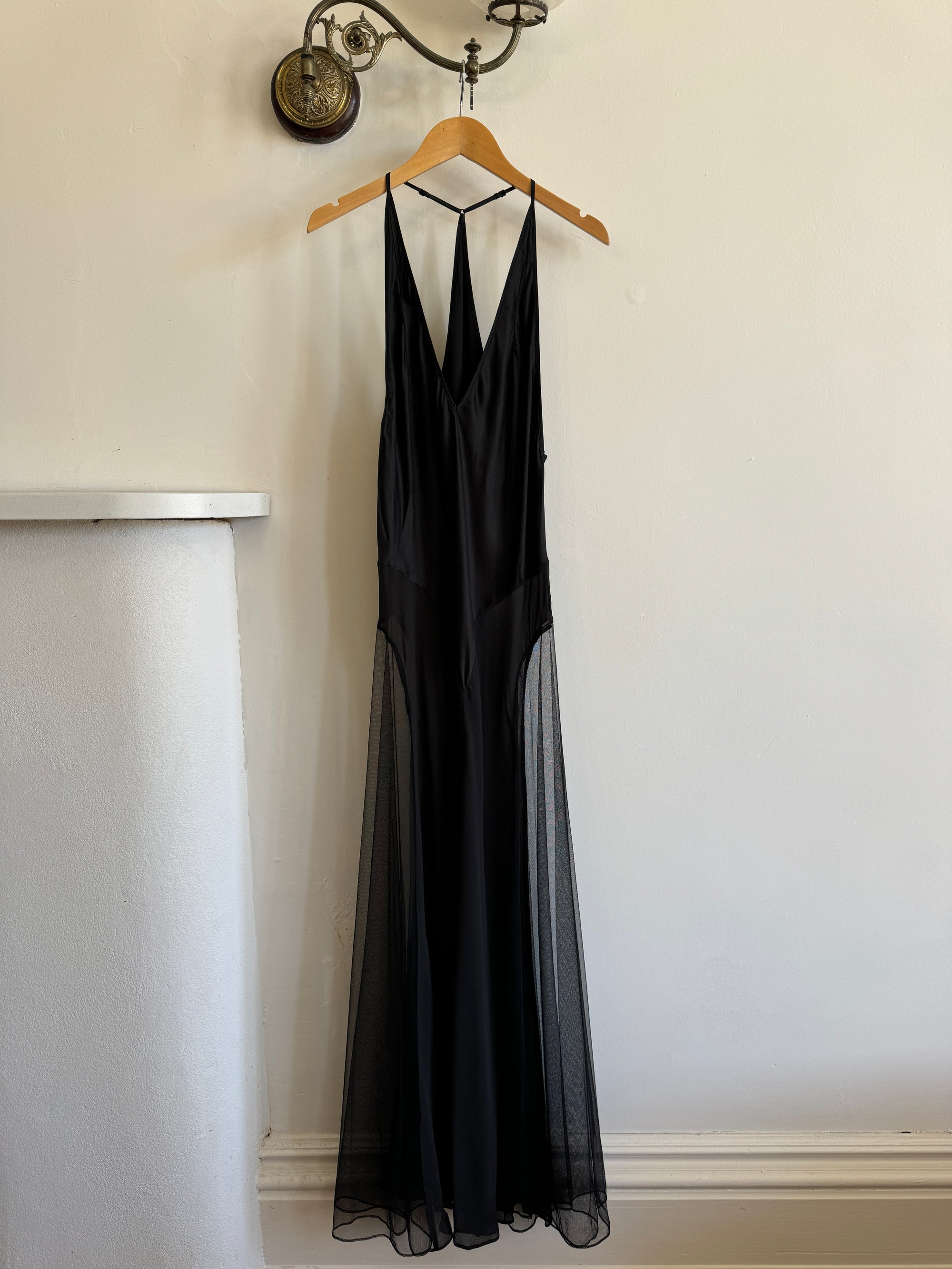Vintage Y2K Victorias Secret Racer Pure Silk Slip Noir
