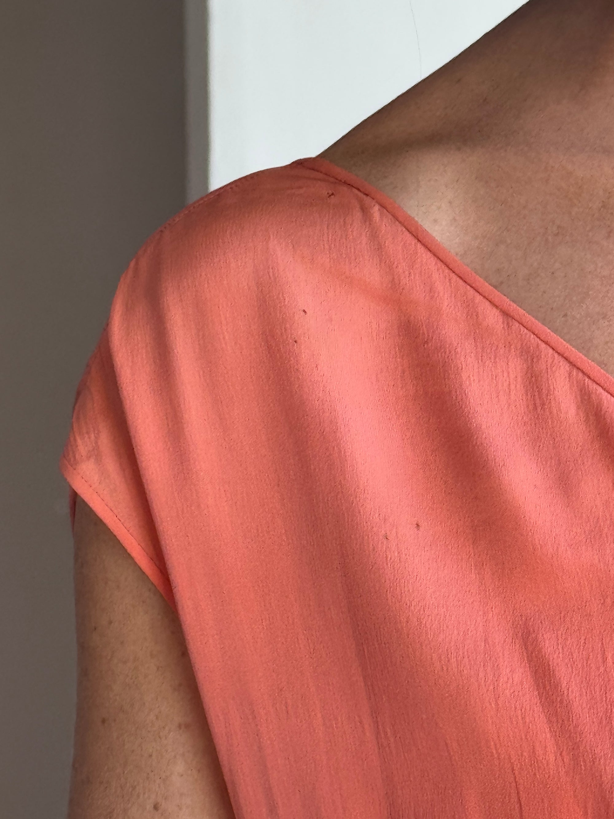 Vintage 30s Plus Size Art Deco Slip Dress Coral