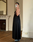 Vintage 80s Sheer Lace Slip Dress Noir