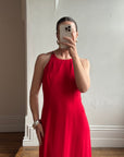 Vintage 90s Crimson Crepe High Front Dress