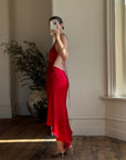 Vintage 90s Pure Silk High Low Halter Dress Scarlett