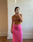 Vintage Y2K Naked Embellished Bodycon Midi Hot Pink