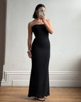 Vintage 90s Black Sleeveless Column Maxi Dress