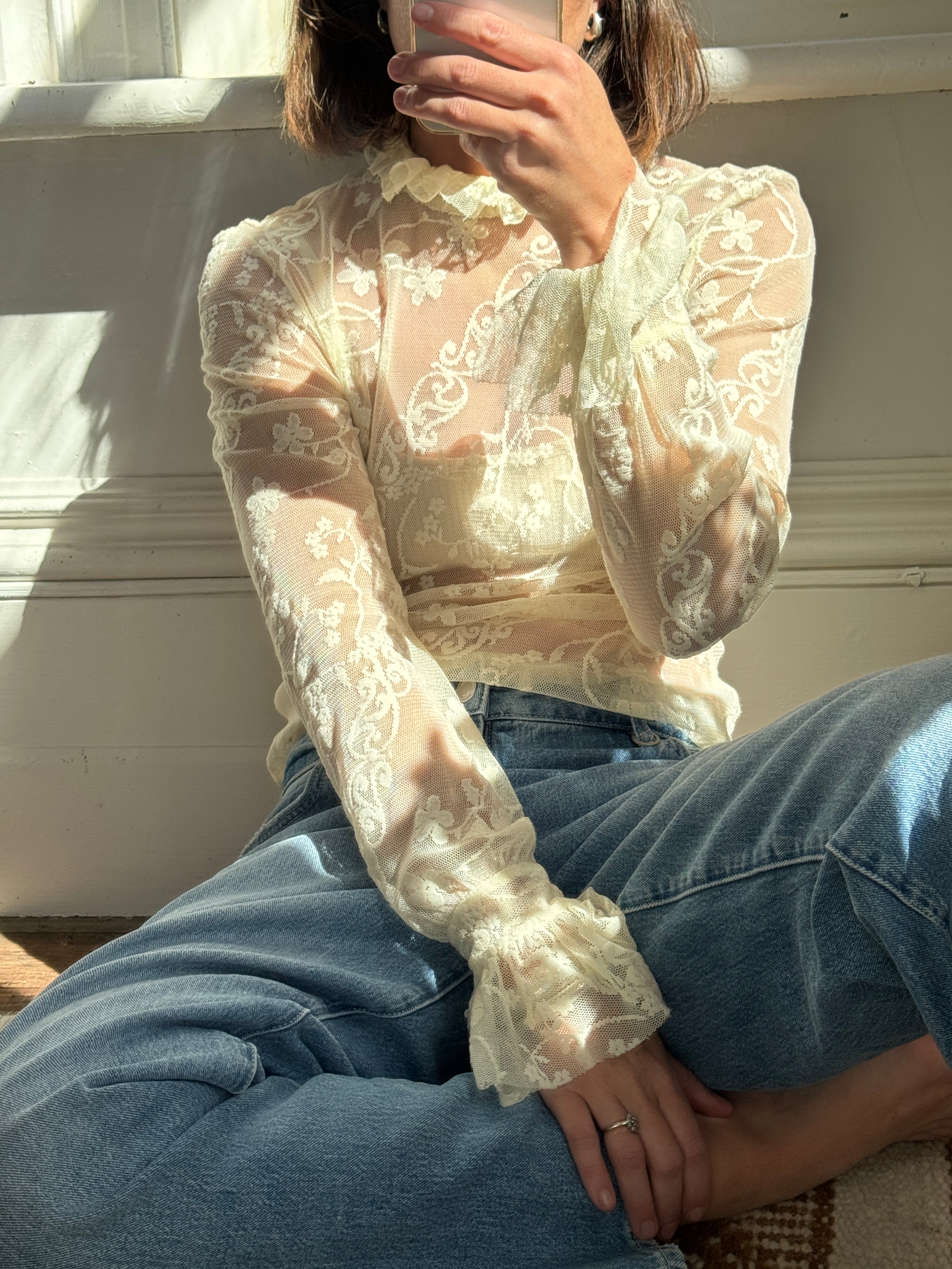 Vintage Carla Zampatti Lace Frill Blouse