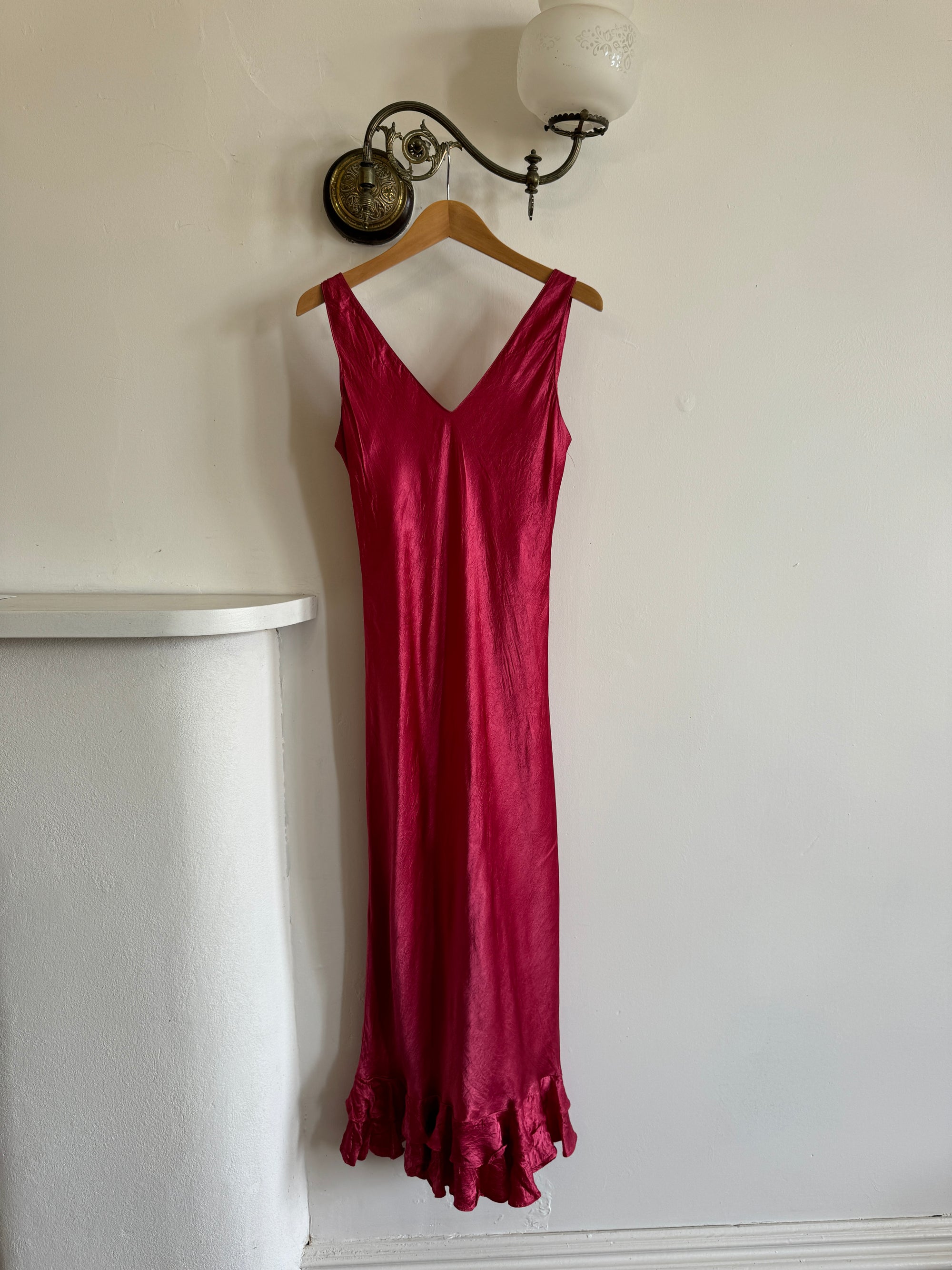 Vintage 90s Watermelon Bias Crinkle Midi Australian Made