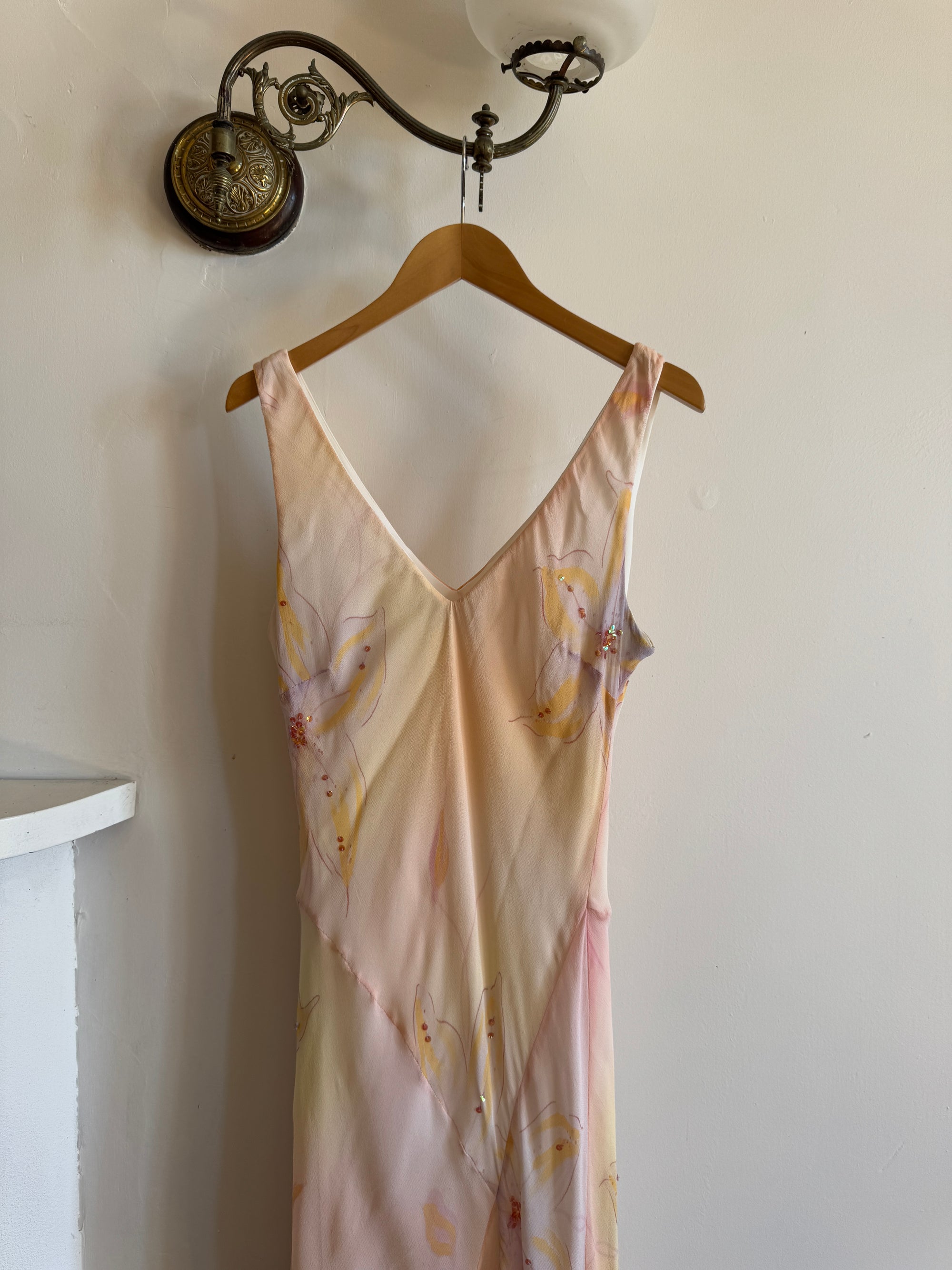 Vintage 90s Bias Cut Watercolour Floral Sundress