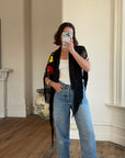 Vintage Embroidered Large Spanish Flamenco Scarf Noir