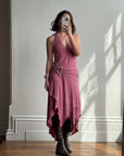 Vintage Y2K Australian Made Dusty Pink Jersey Dress With Silver Buckle
