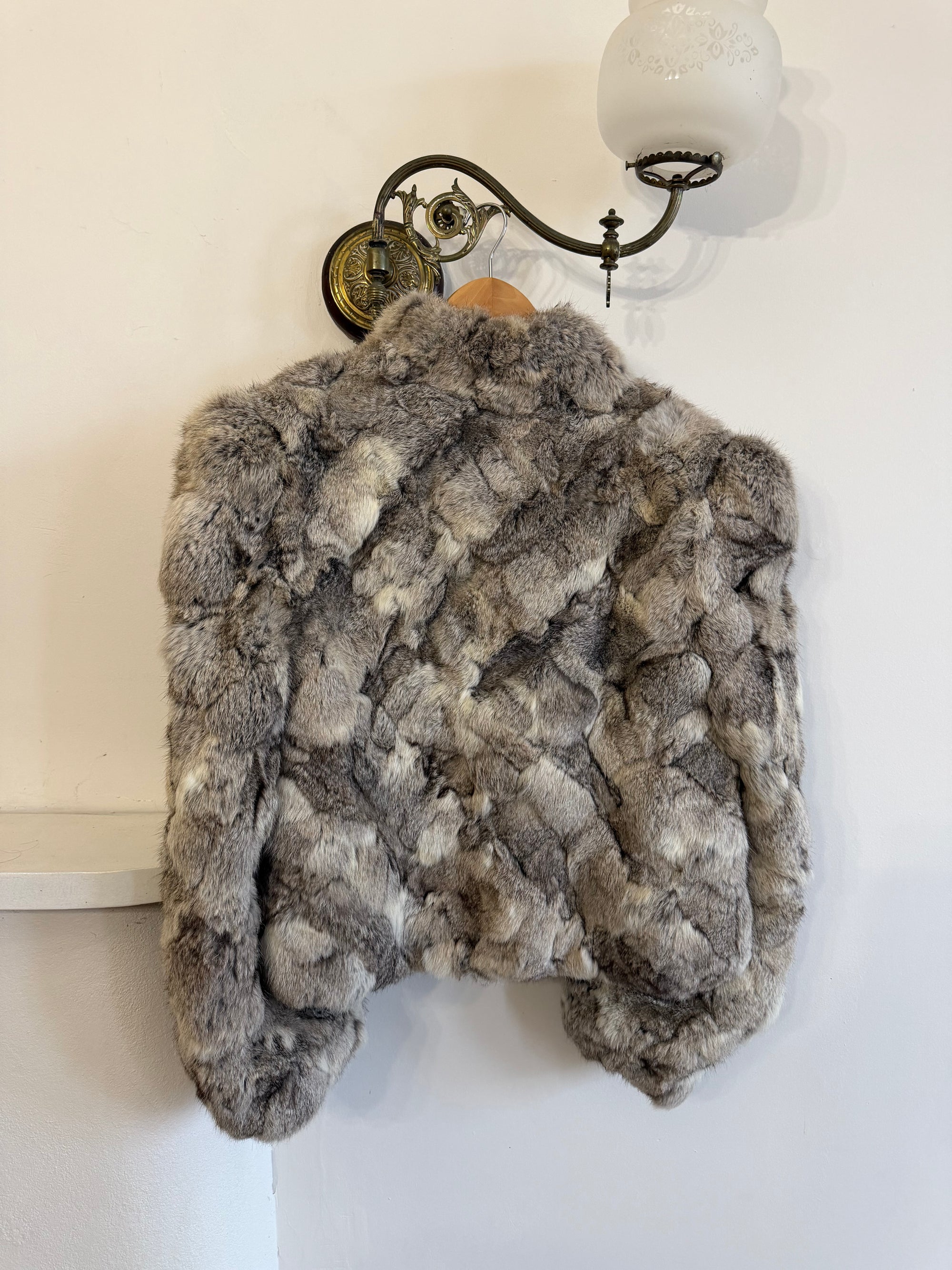 Vintage 60s Chunky Rabbit Fur Jacket Arctic