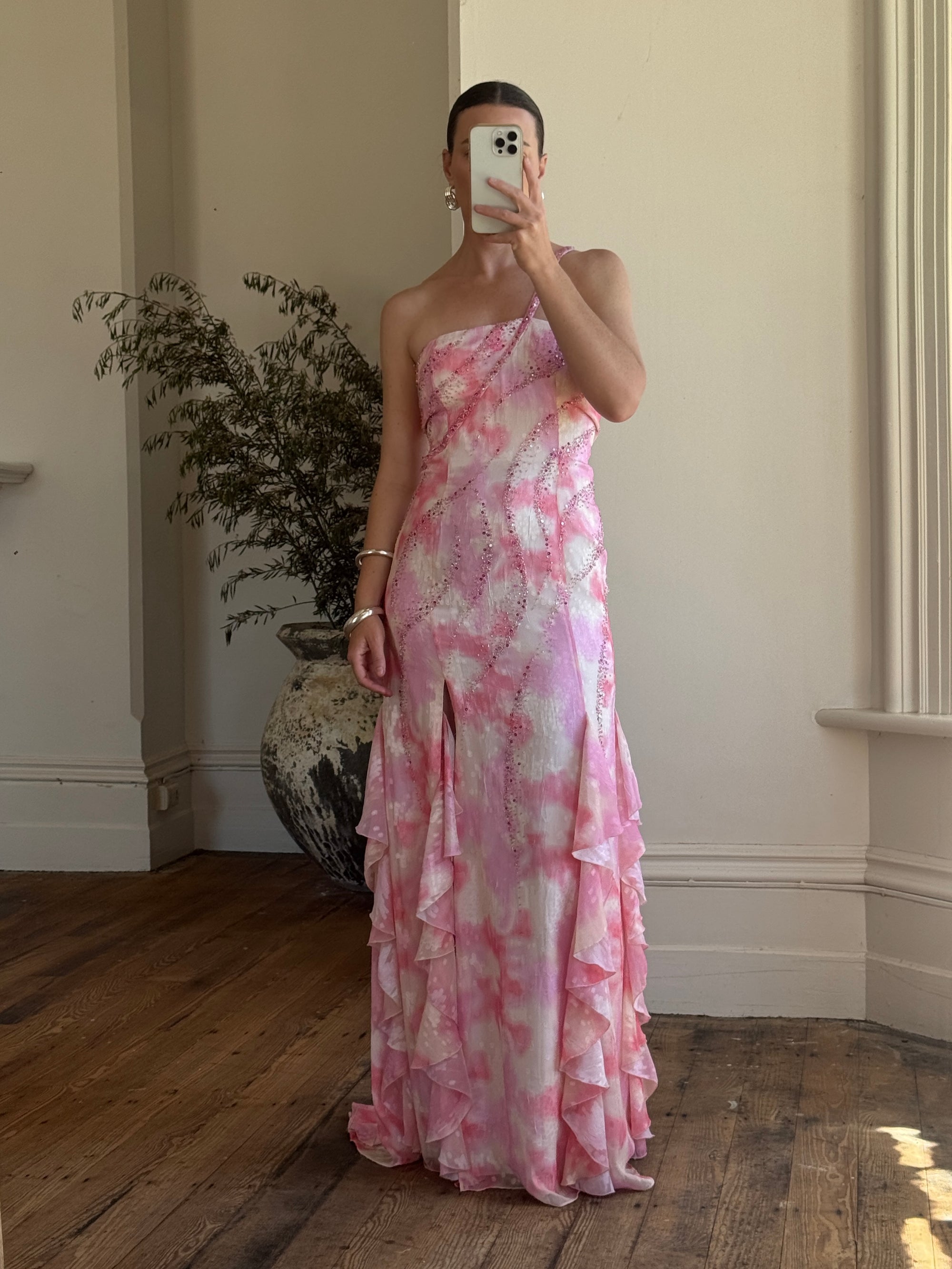 Vintage Y2K Fairy Floss Embellished Ruffle Gown