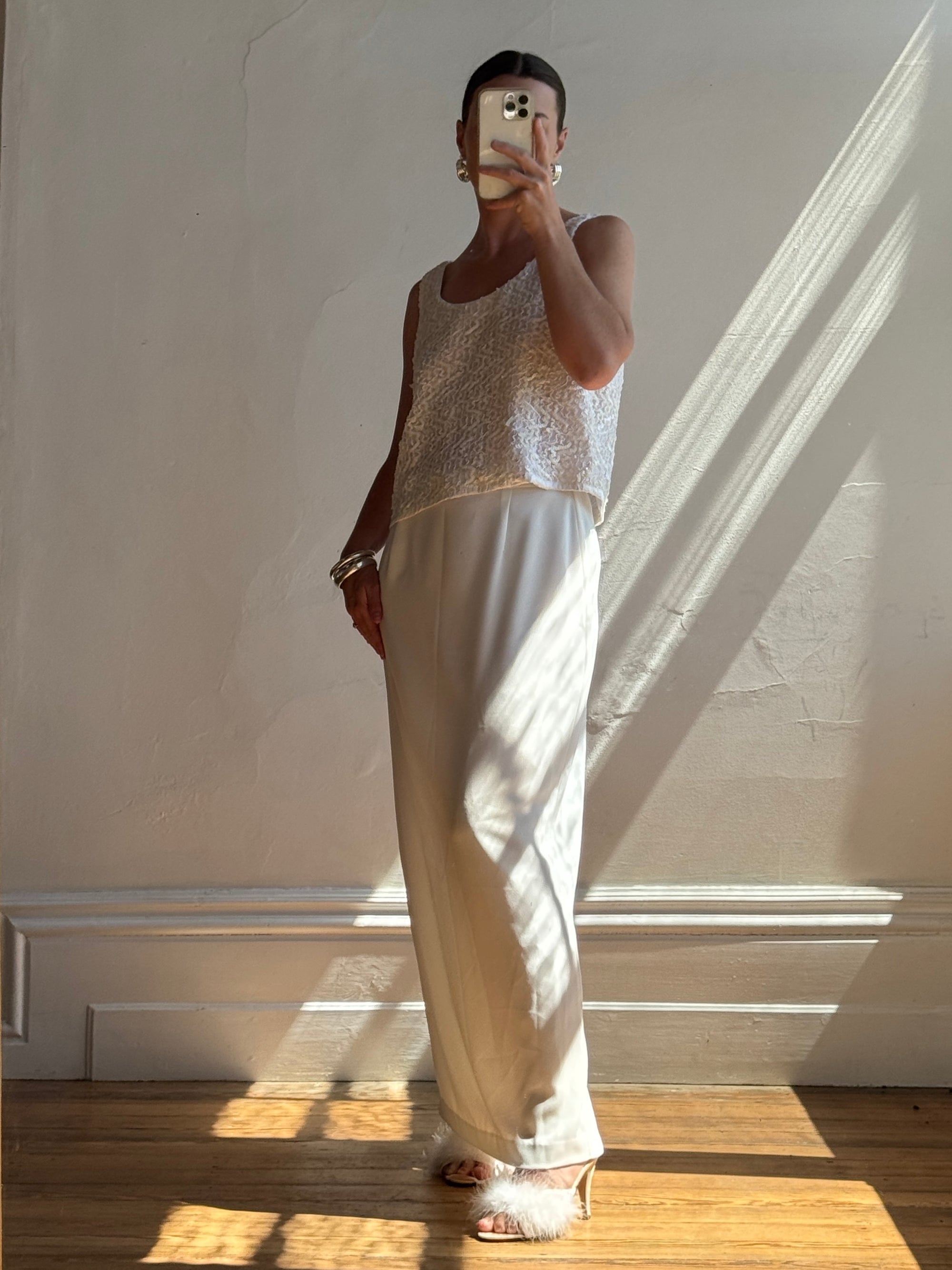 Vintage 60s Sequin Bow Bridal Tank