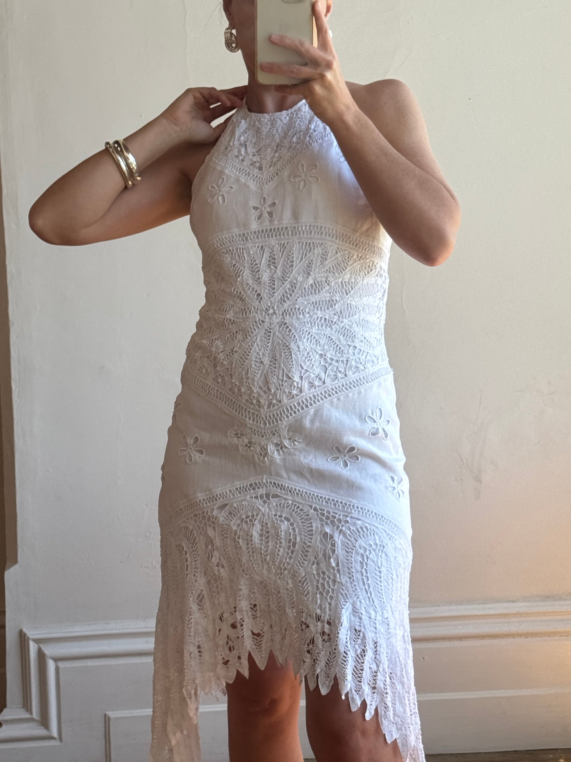 Vintage 90s Crochet Linen Handkerchief Halter Dress Call Me The Breeze Vintage 90s Crochet Linen Handkerchief Halter Dress Call Me The Breeze