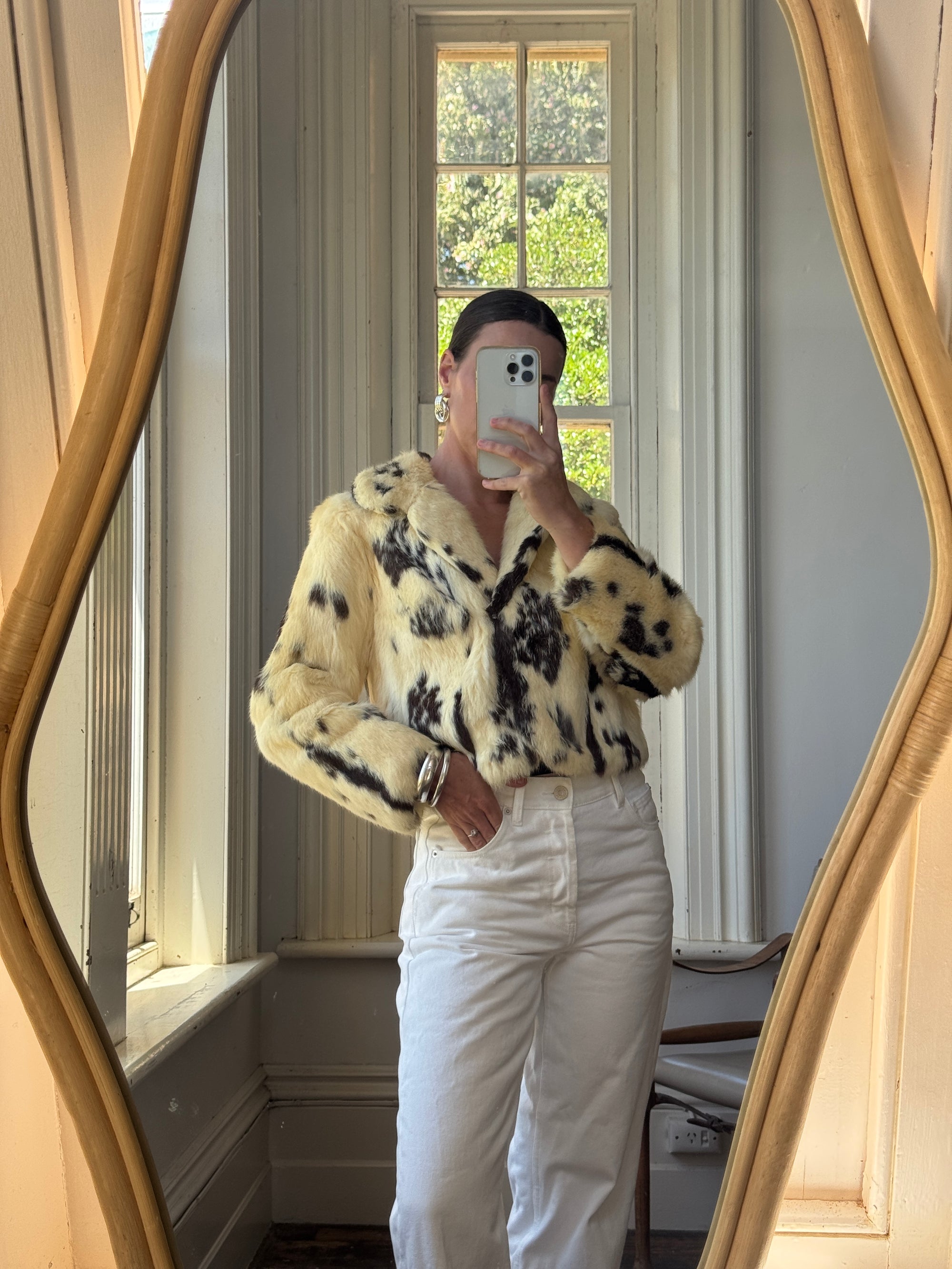 Vintage 70s Australian Made Spotted Rabbit Fur Jacket