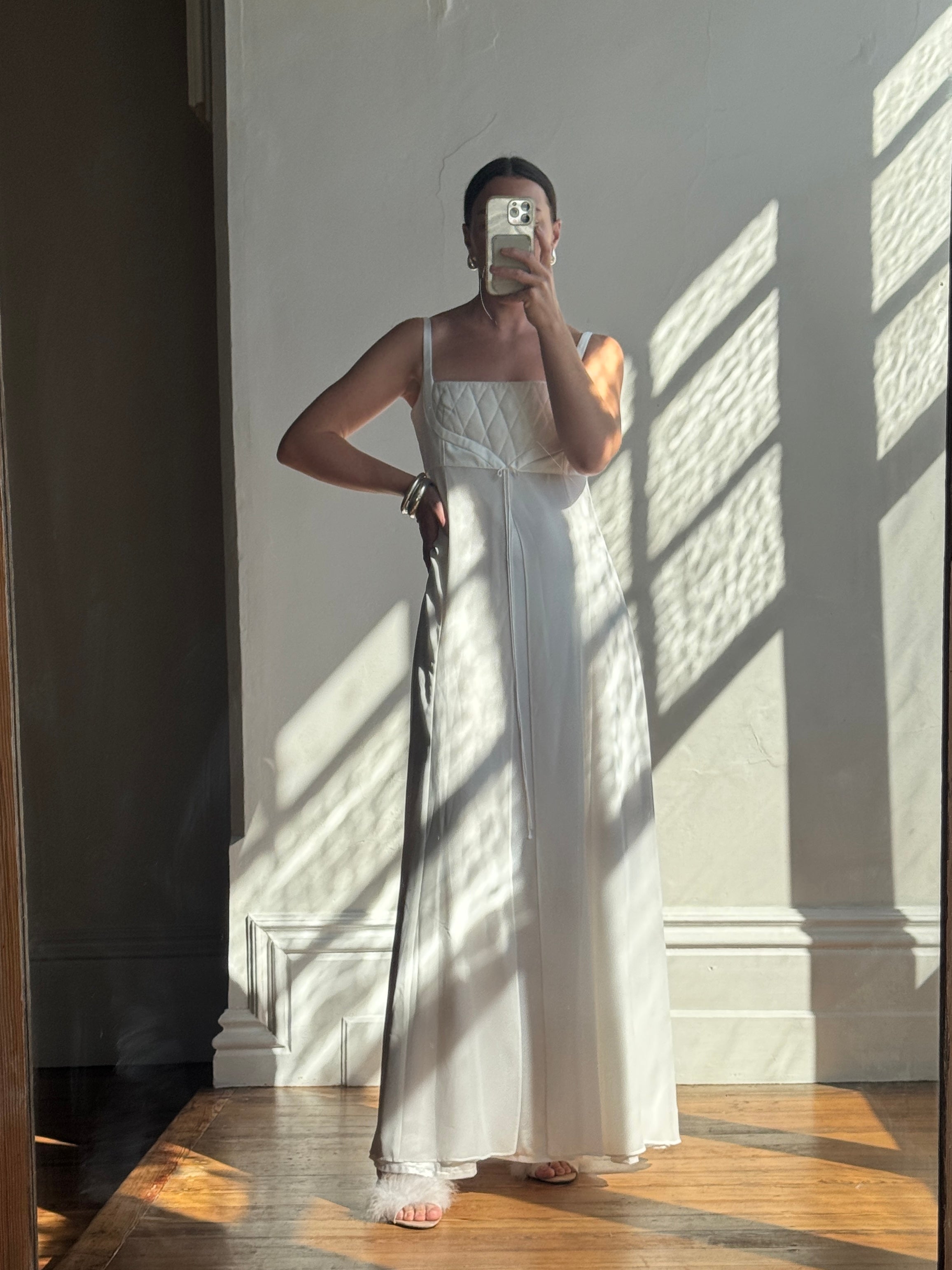 Vintage 90s Quilted Australian Made Slip Wedding Dress