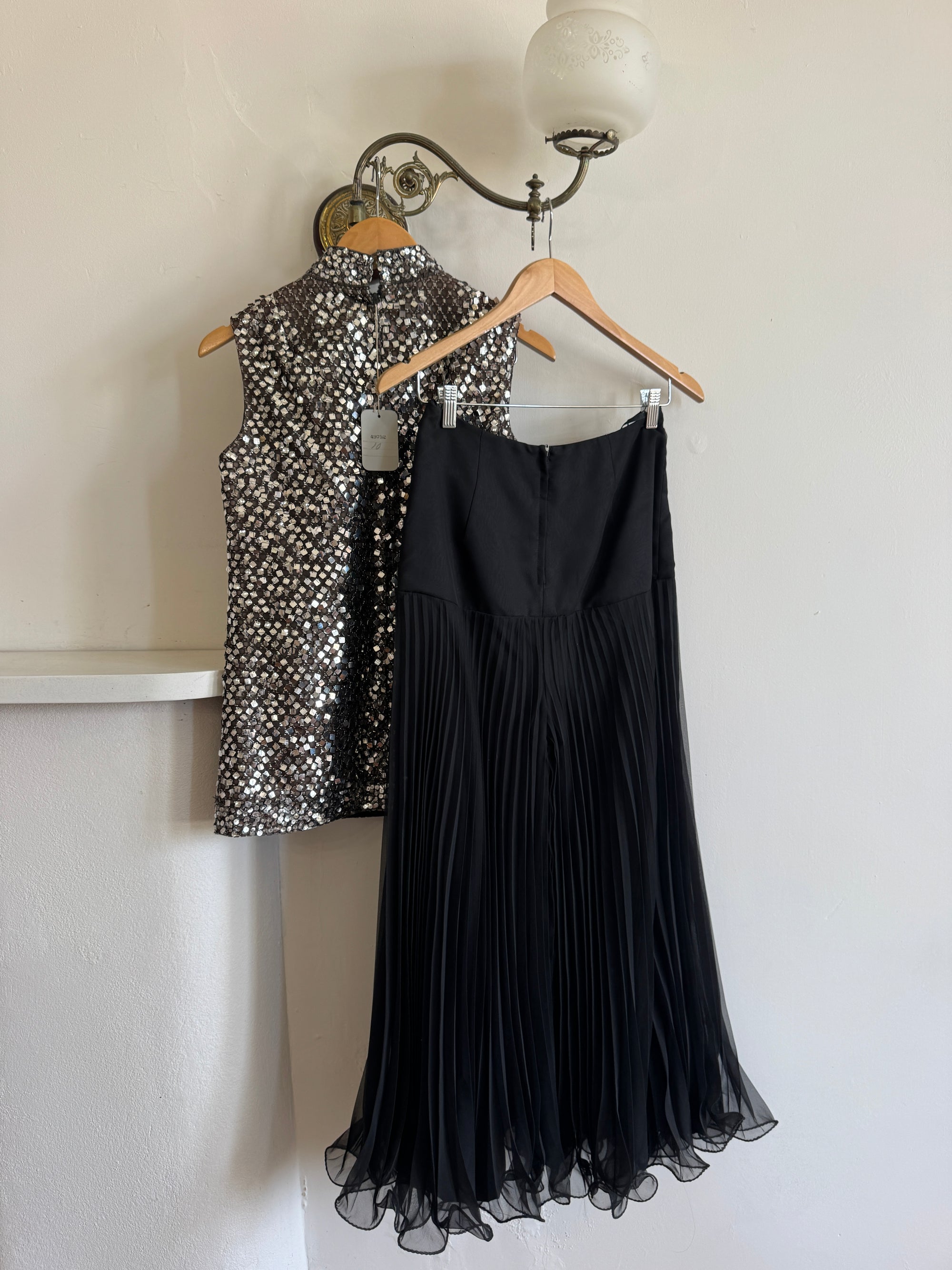 Vintage 60s Rare Embellished Tunic and Fluted Pant Set