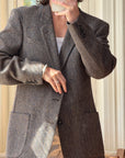 Vintage Christian Dior Tailored Wool Blazer Navy Brown