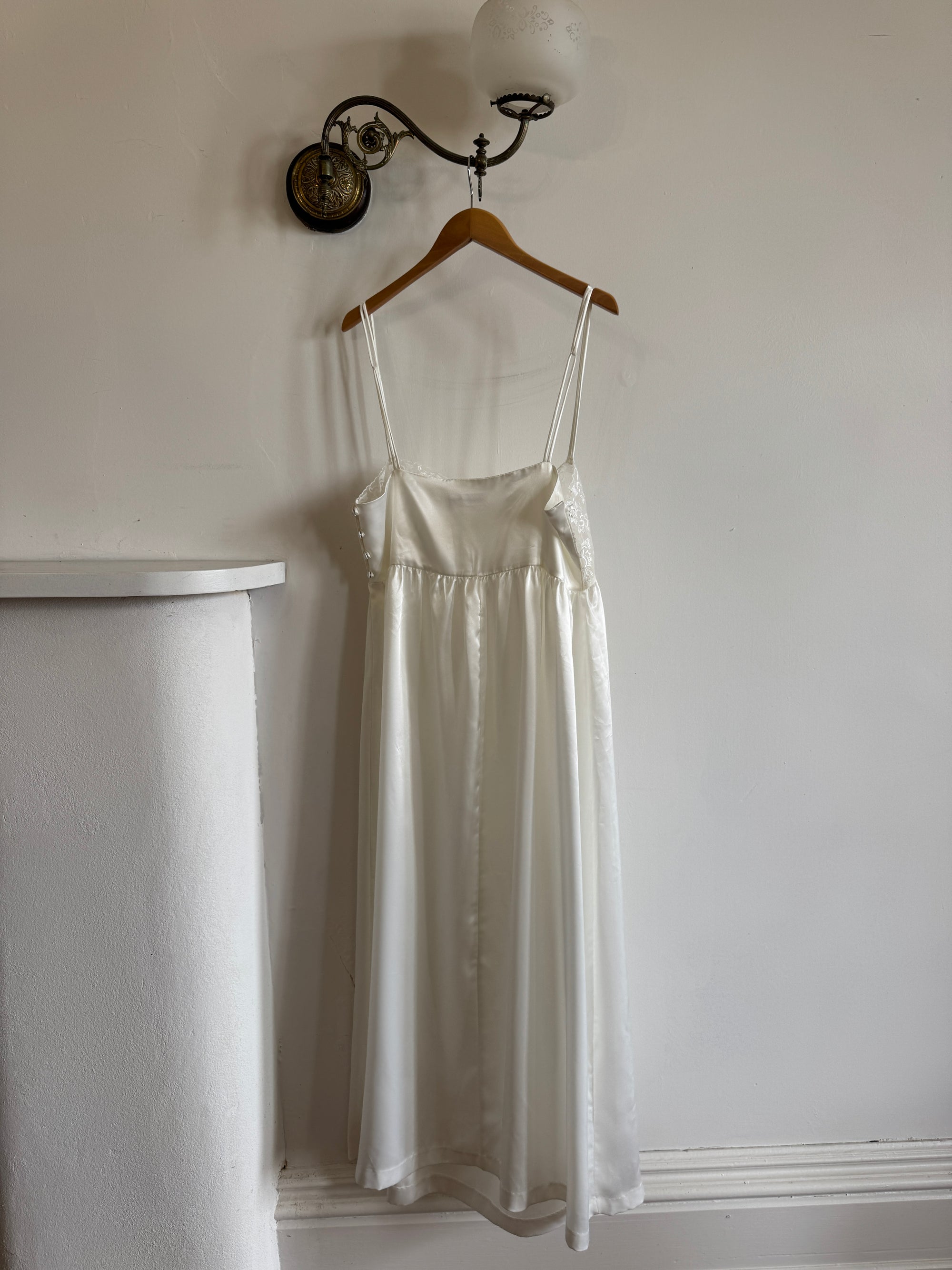 Vintage 90s Christian Dior Babydoll Satin Slip Dress Ivory