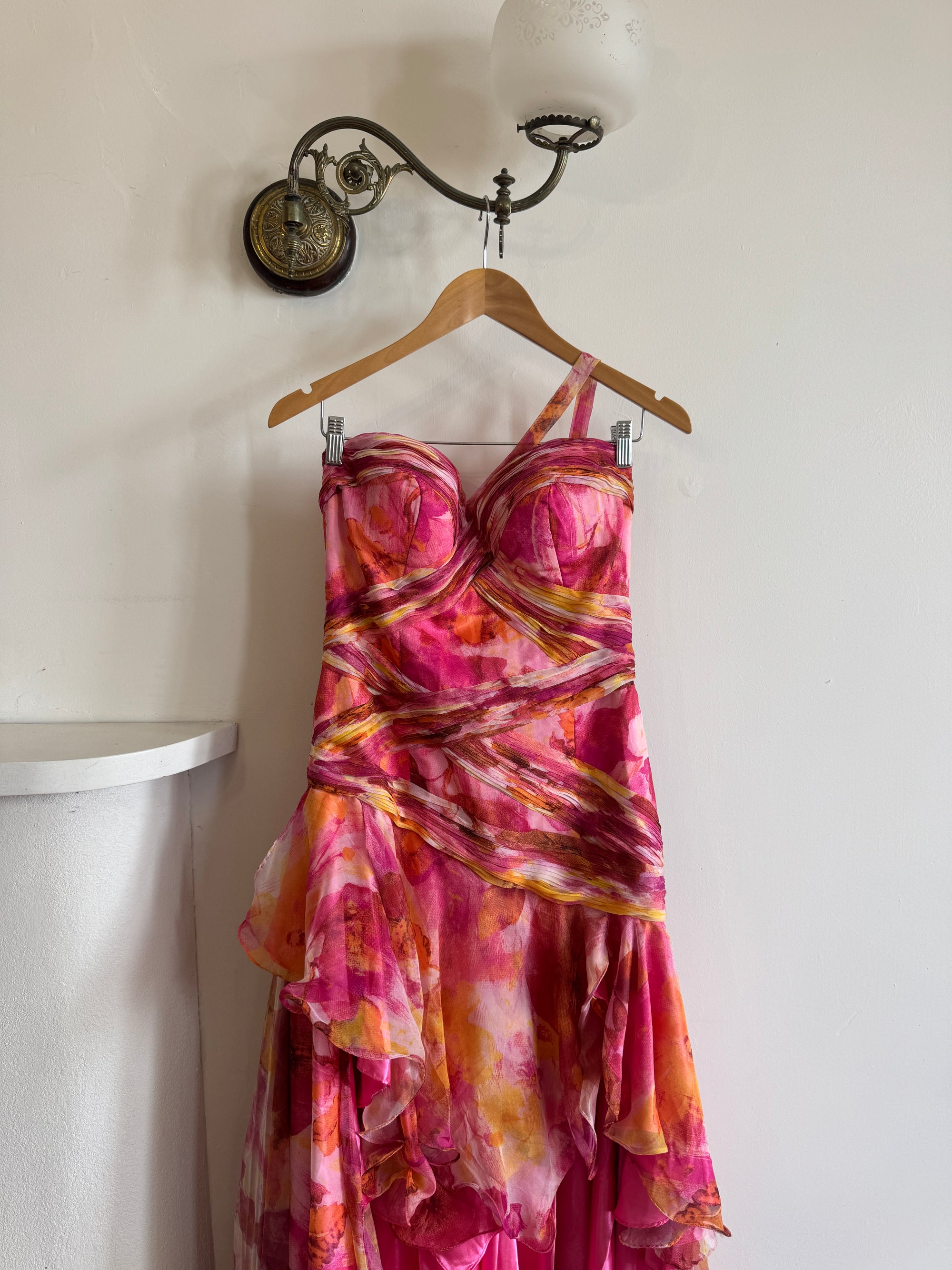 Vintage Y2K High Low Sunrise Ruffle Dress