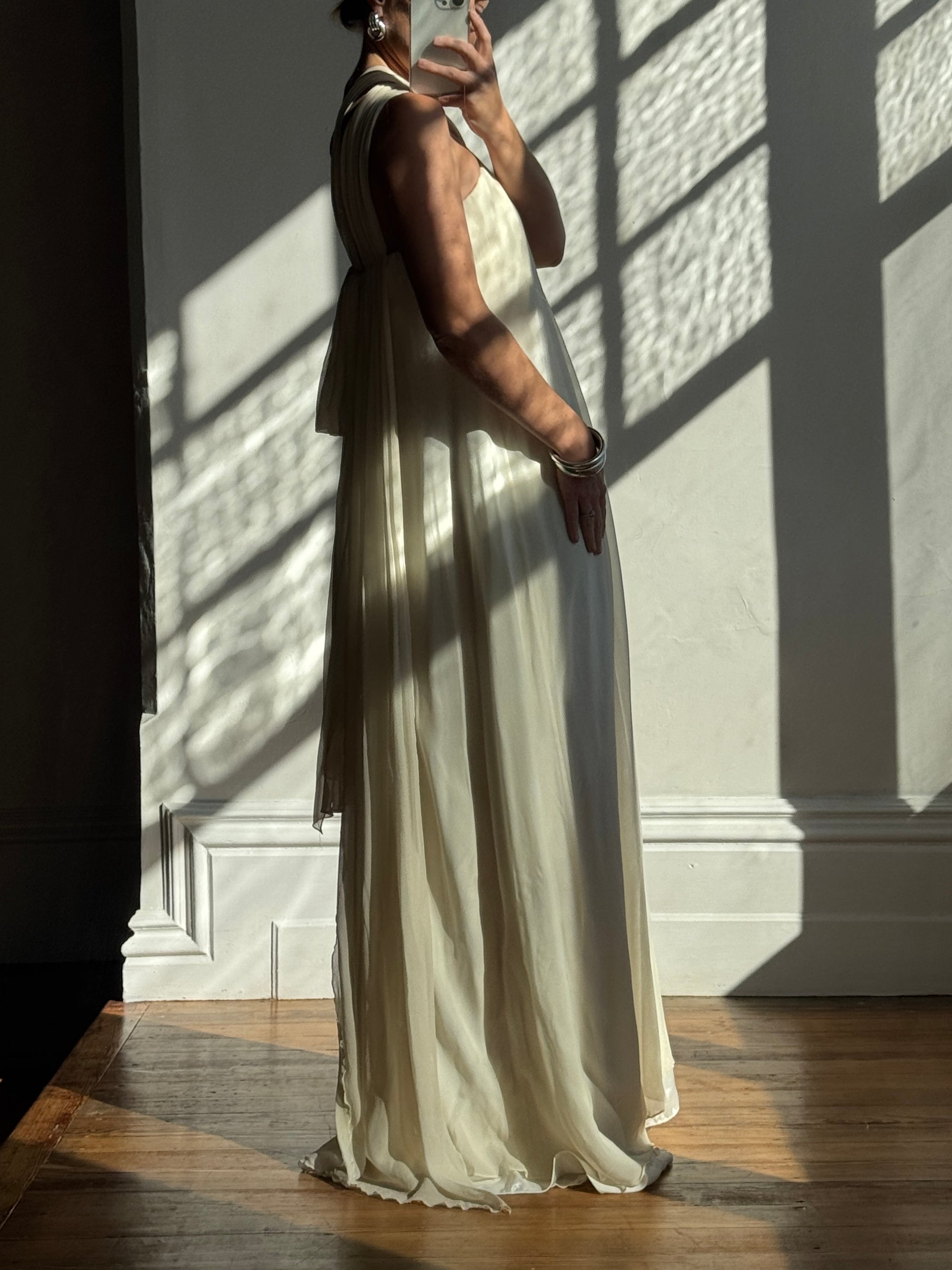 Vintage Y2K Pure Silk Chiffon Grecian Gown