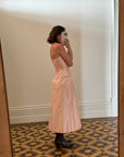 Vintage Pink Pure Silk High Waist Midi Skirt
