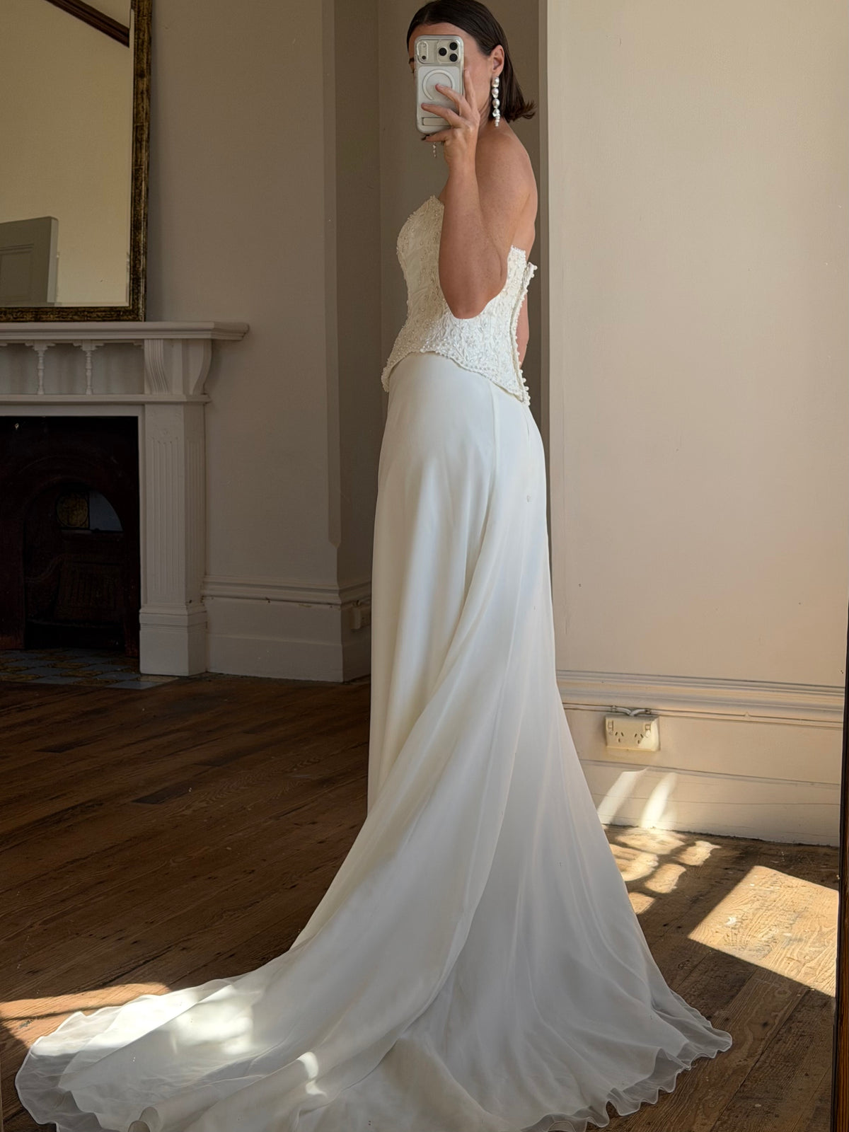 Vintage 90s Bridal Embellished Corset and Slip Skirt Set