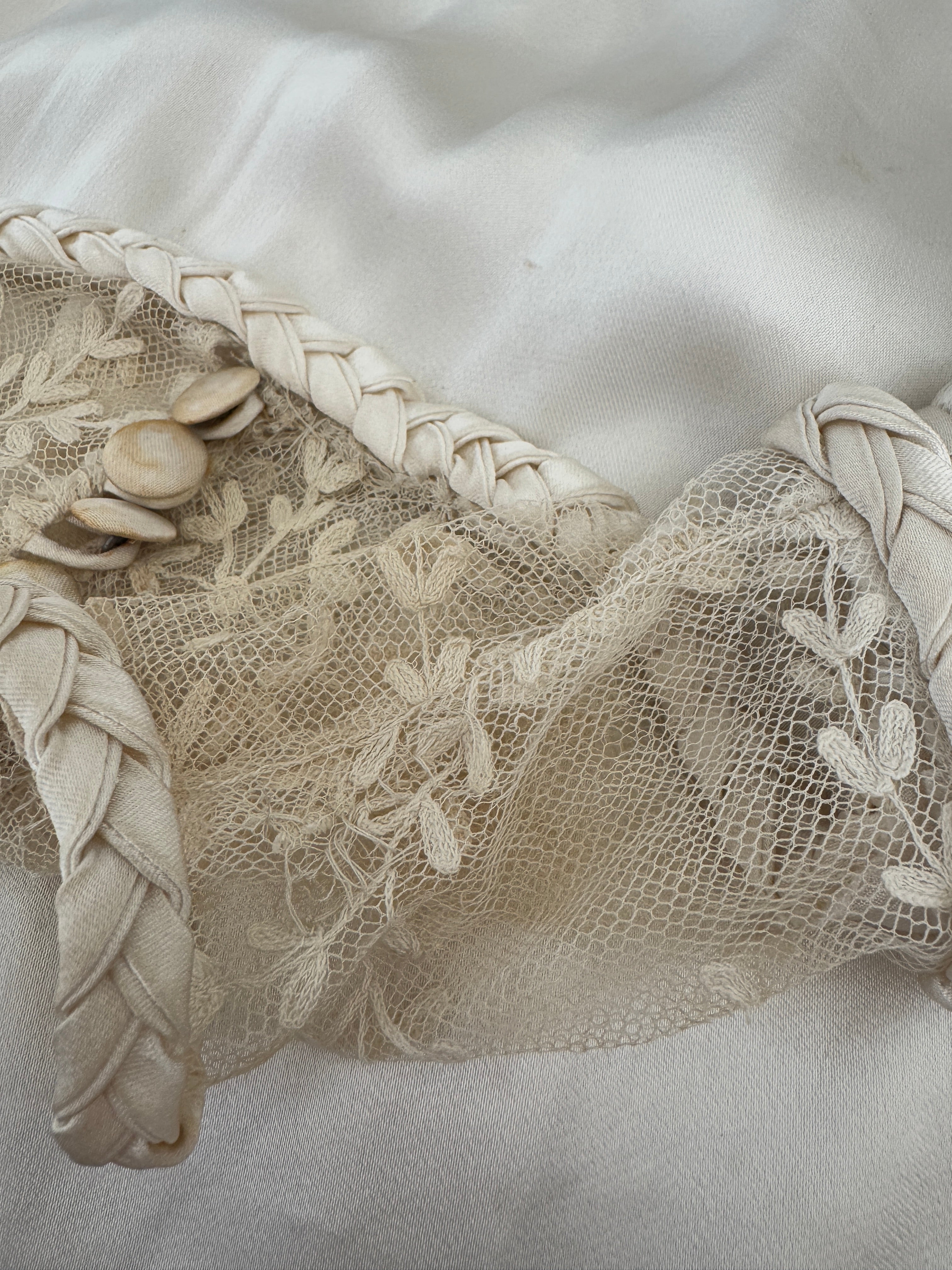 Vintage 50s Liquid Satin Wedding Dress With Lace
