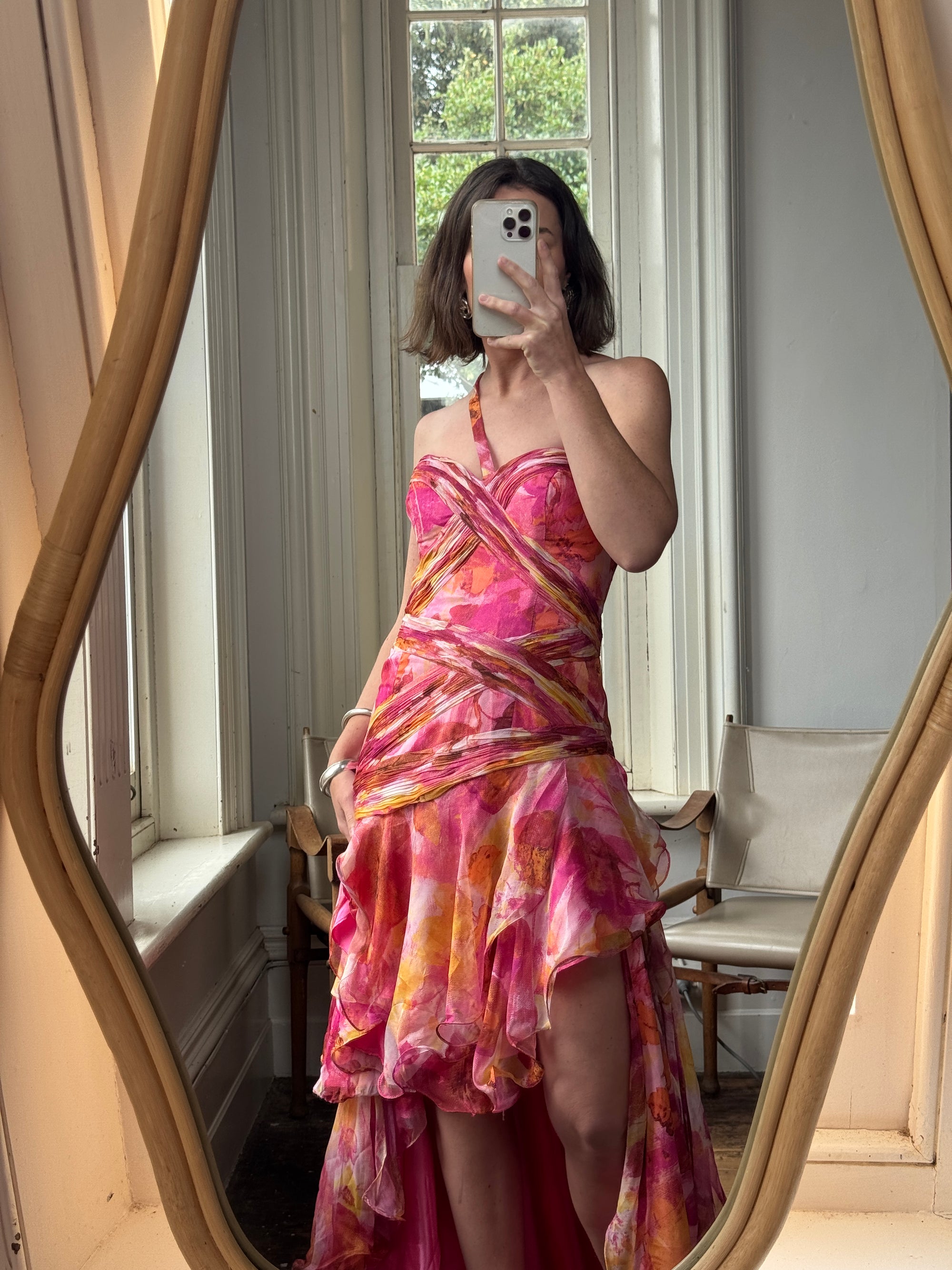 Vintage Y2K High Low Sunrise Ruffle Dress