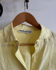 Vintage 90s Pure Linen Button Up Shirt Blouse Lemon