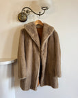 Vintage 60s Latte Faux Fur Mid Length Coat