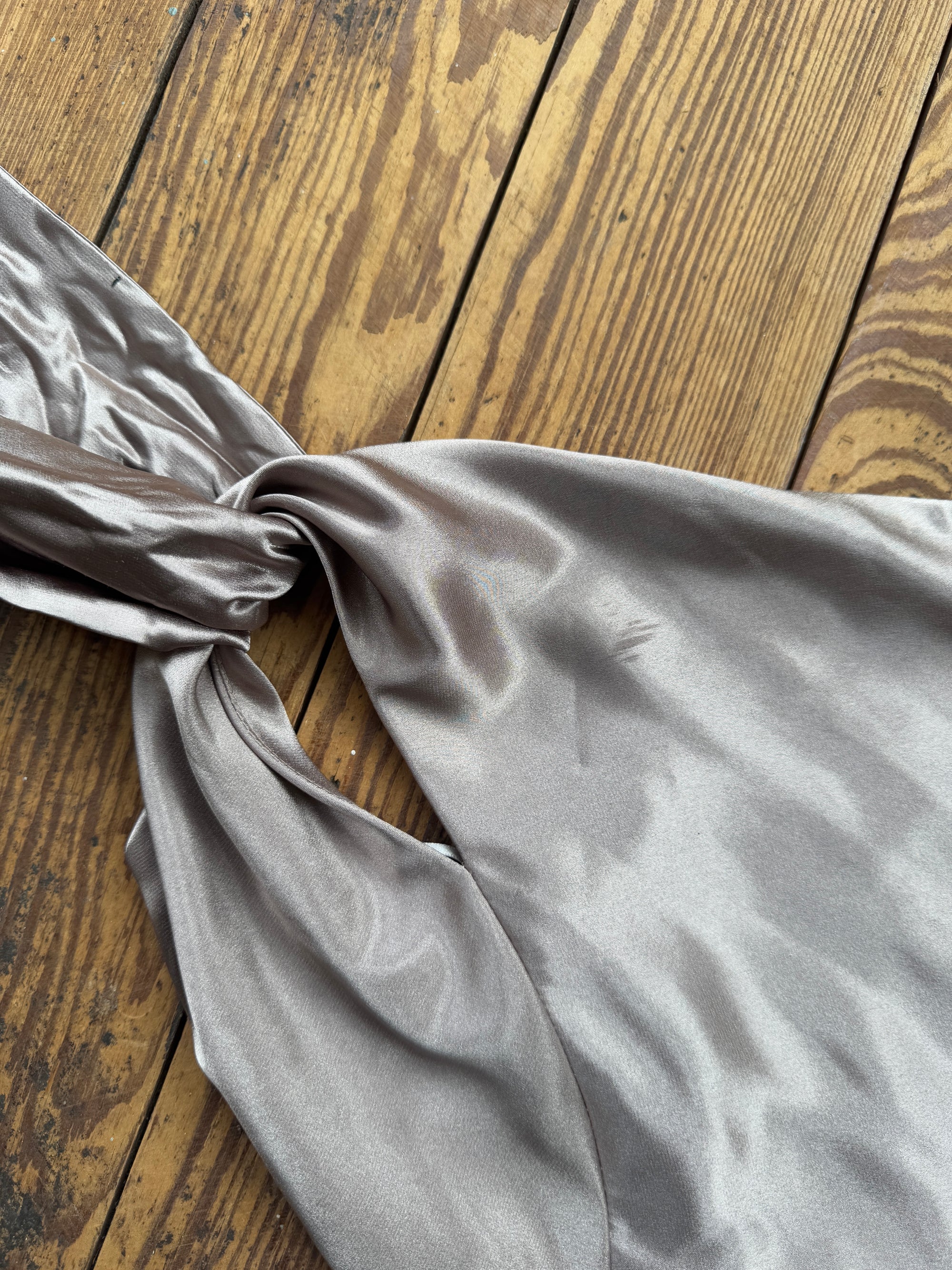 Vintage 90s Australian Made Bronze Satin Party Dress